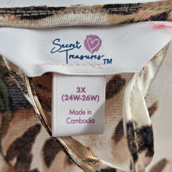 Secret Treasures Cream Animal Print Floral Lace Belt Robe 3x 24-26w - Picture 6 of 7